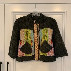 Patchwork 3/4 bell sleeve cardigan